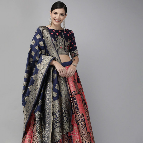 https://www.fitdrop.in/products/pink-navy-blue-woven-design-semi-stitched-lehenga-unstitched-blouse-with-dupatta