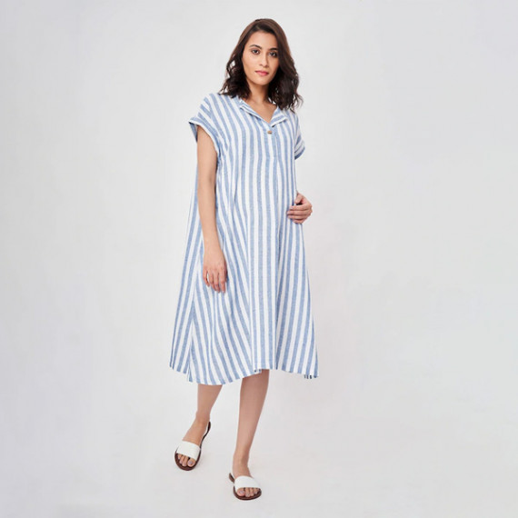 https://www.fitdrop.in/products/blue-striped-maternity-shirt-midi-dress